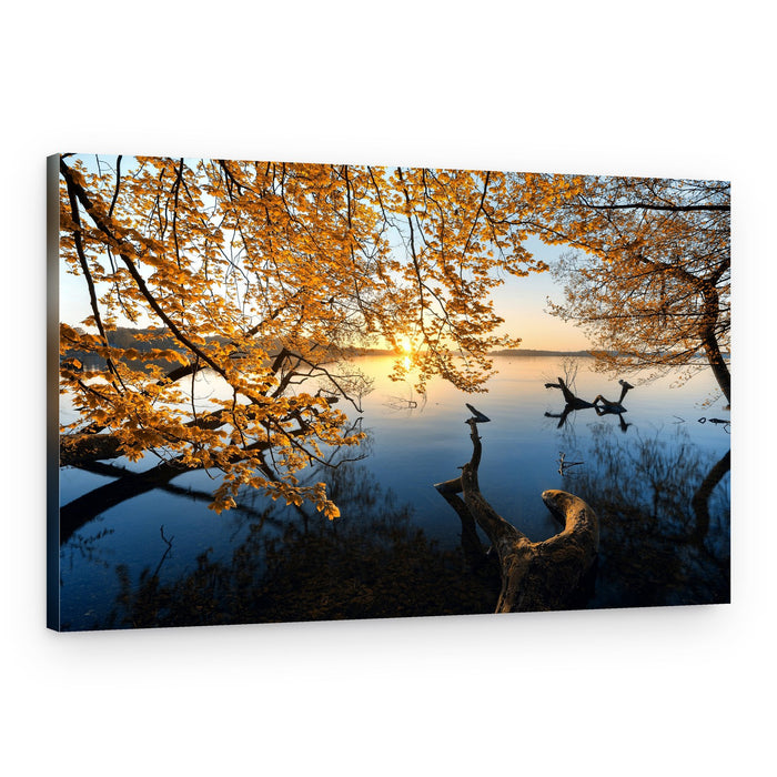 Golden Autumn Lake Sunrise – Canvas Print