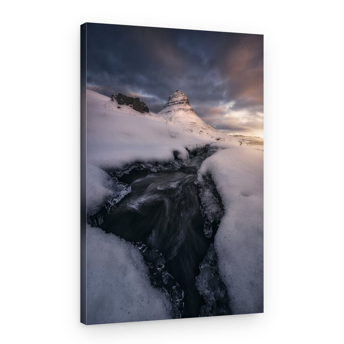 Kirkjufell Winter Stream – Canvas Print