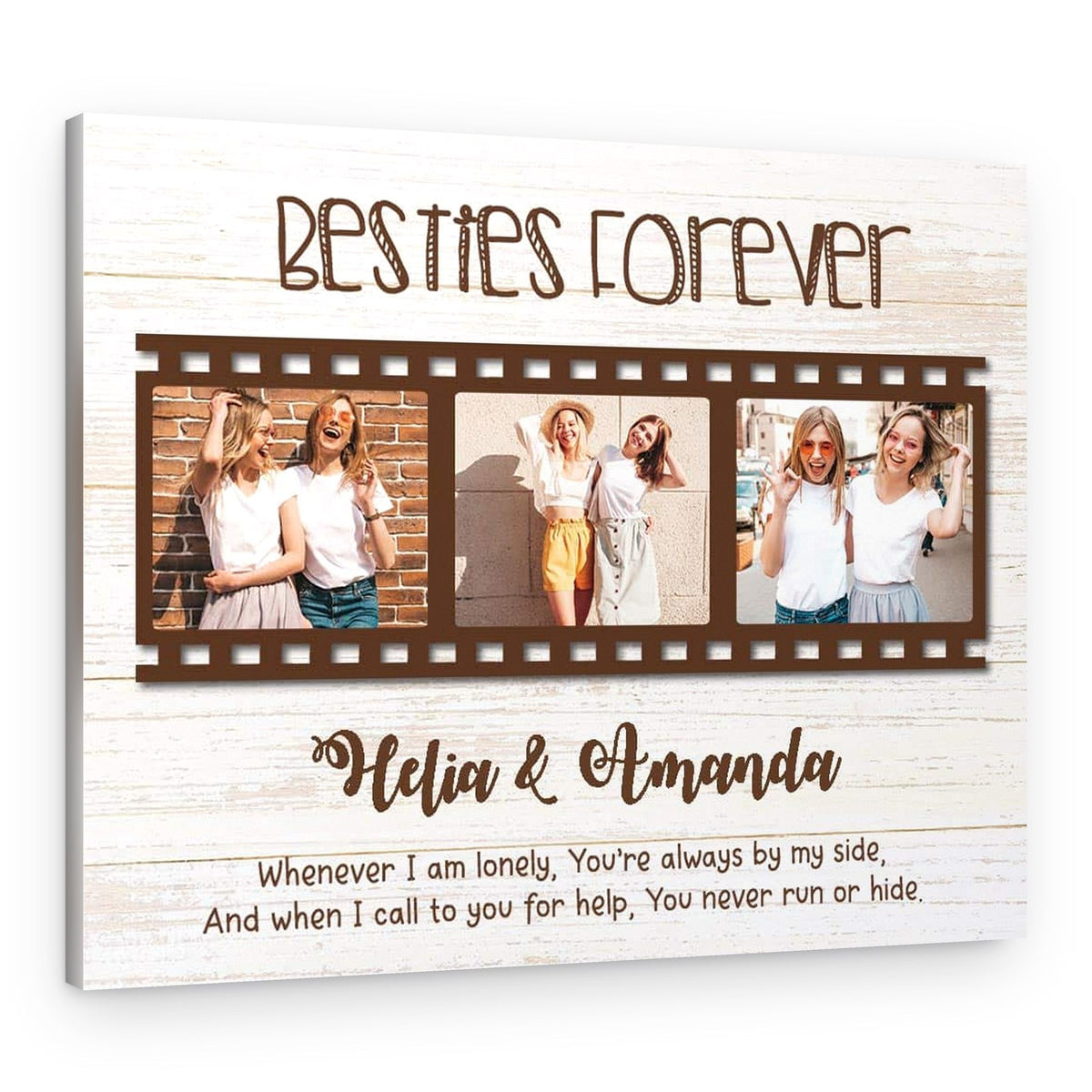 Besties Forever Gift Custom Filmstrip Photo Collage Canvas Print – Canvas Print