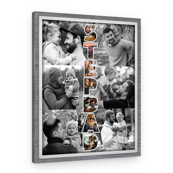 Step Dad Art Custom Photo Collage Canvas Print