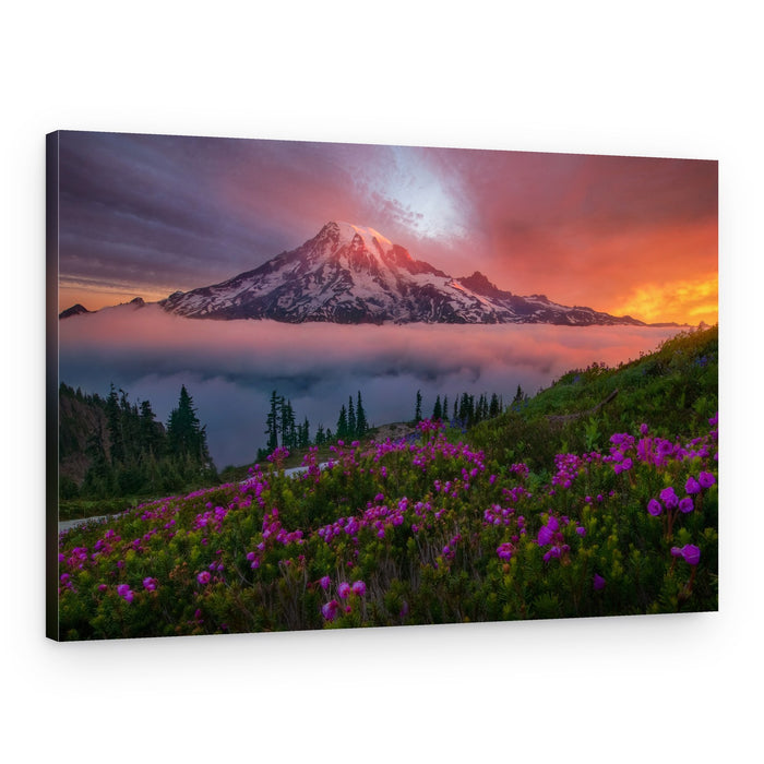 Majestic Mountain Flower Sunset – Canvas Print