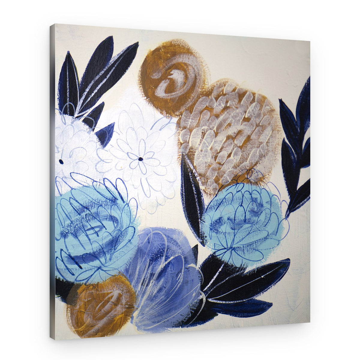 Abstract Blue Florals – Canvas Print