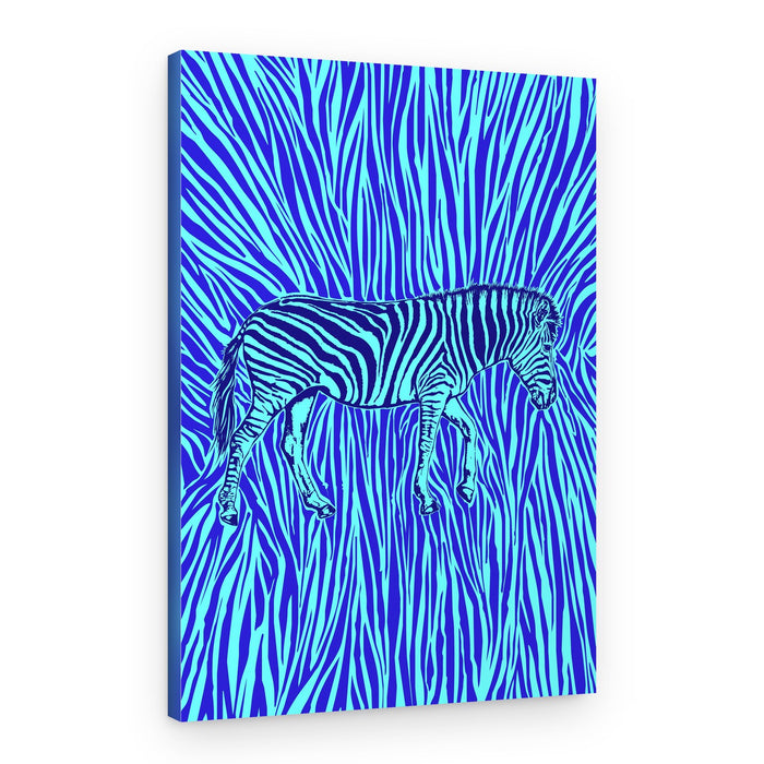 Vibrant Blue Zebra – Canvas Print