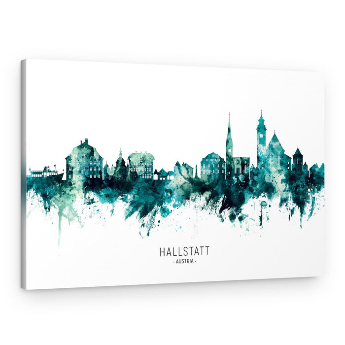 Hallstatt Watercolor Skyline – Canvas Print
