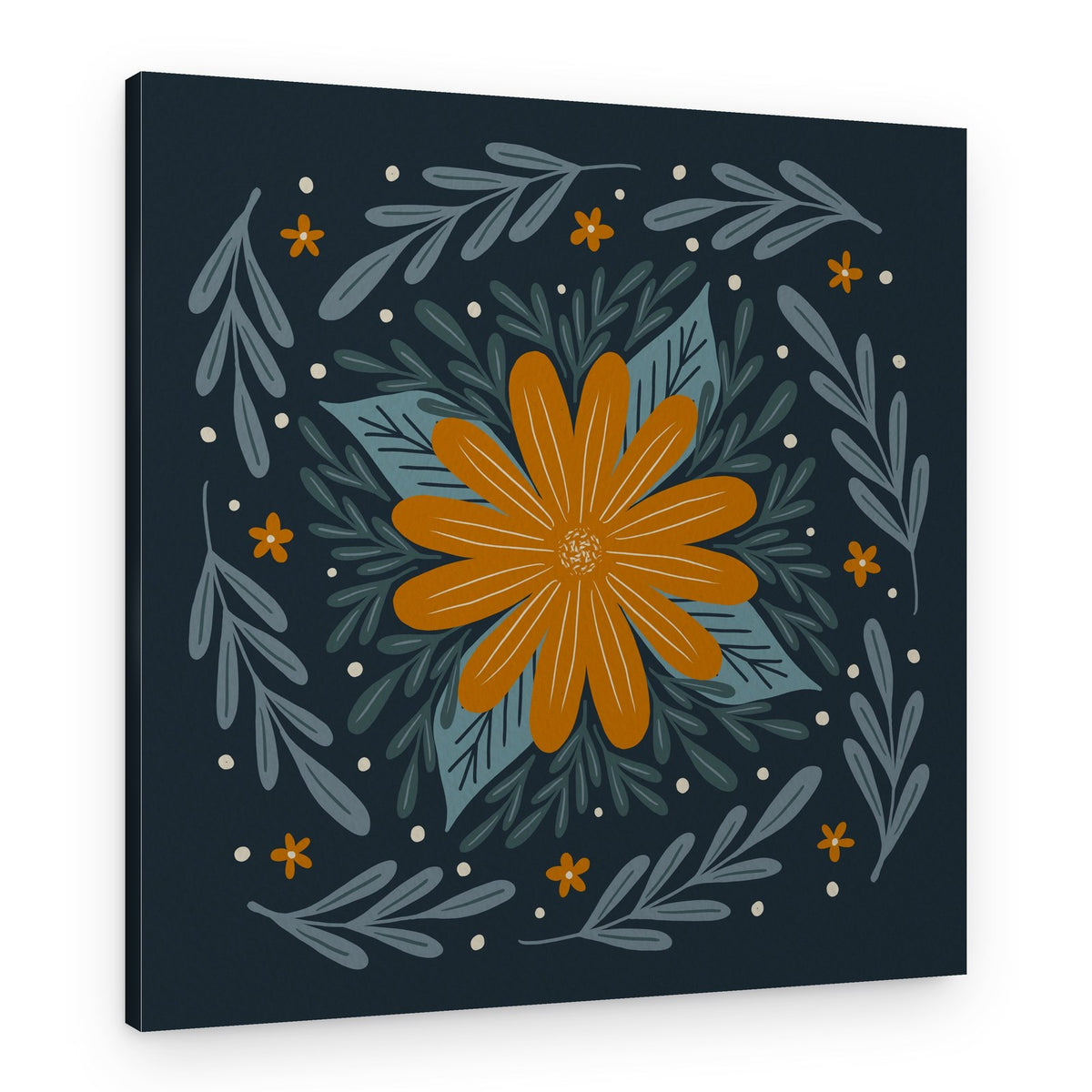 Orange Botanical Wreath – Canvas Print