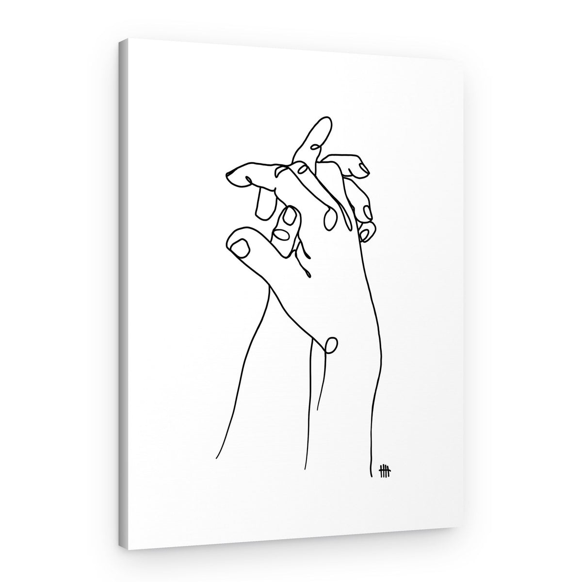 Connected Hands Line Art – Canvas Print