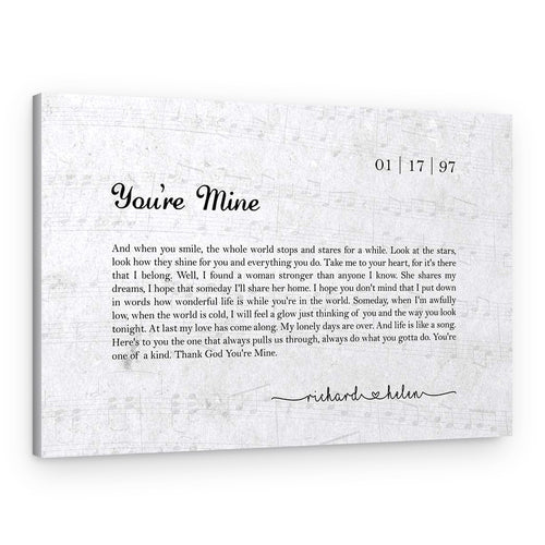 25th Anniversary Custom Song Lyrics Canvas Print – A Minimalist Expression of Love – Canvas Print