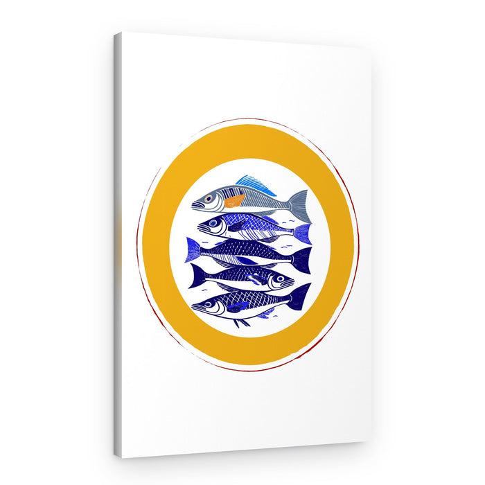 Stacked Blue Fish – Canvas Print