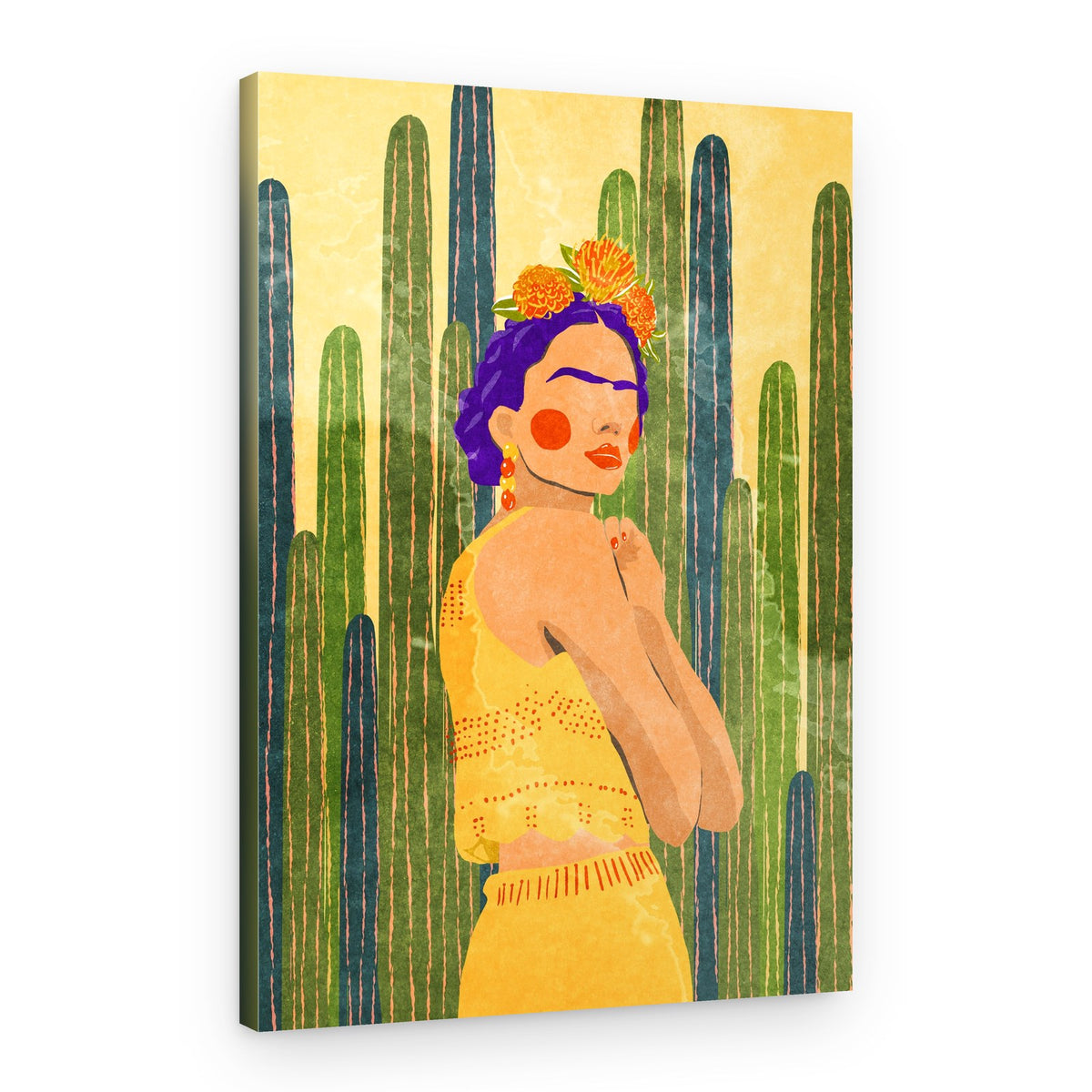Frida and cacti – Canvas Print
