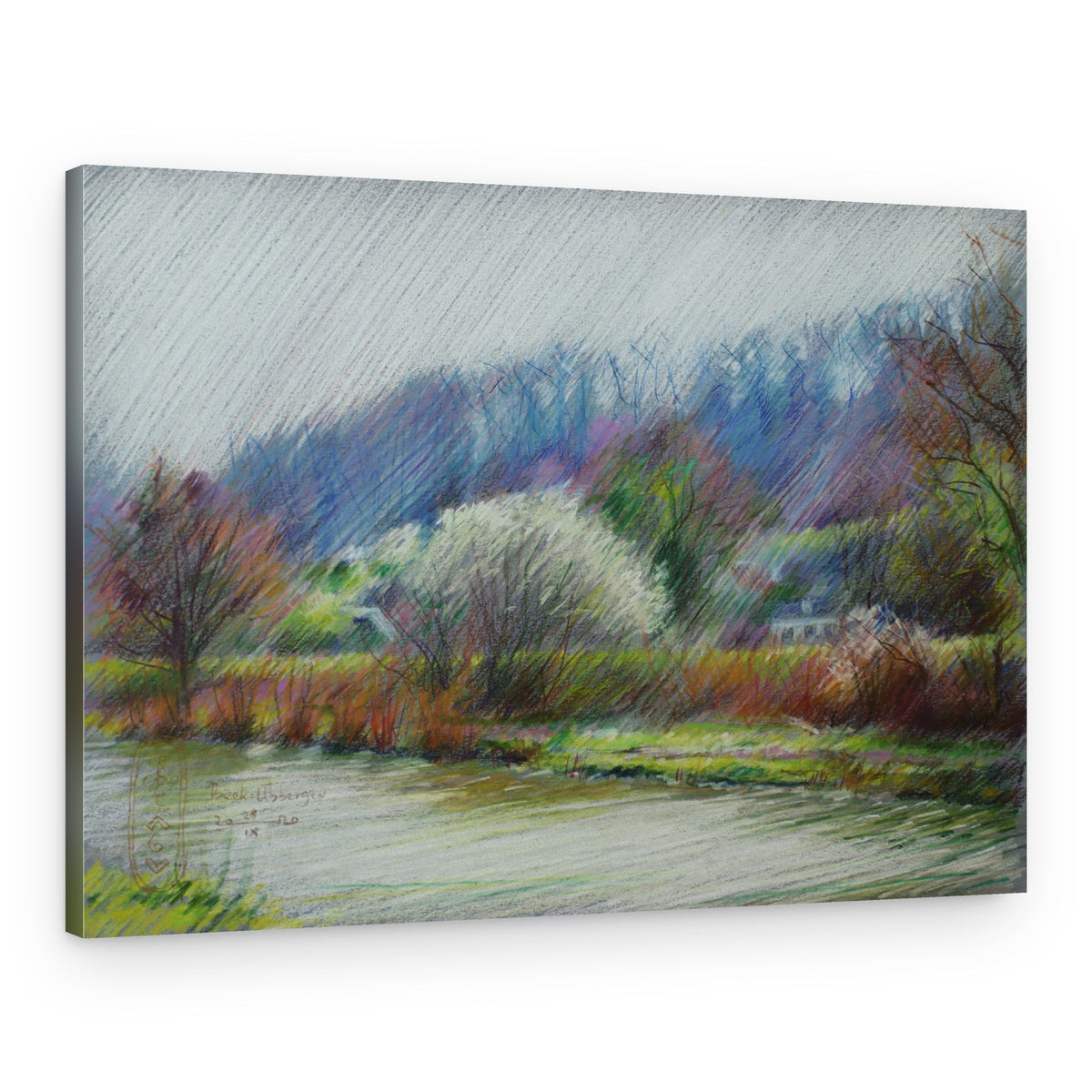 Blooming Riverside Village – Canvas Print