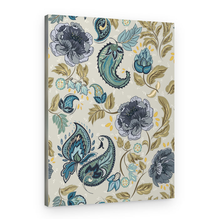 Bohemian Blue Floral Paisley – Canvas Print