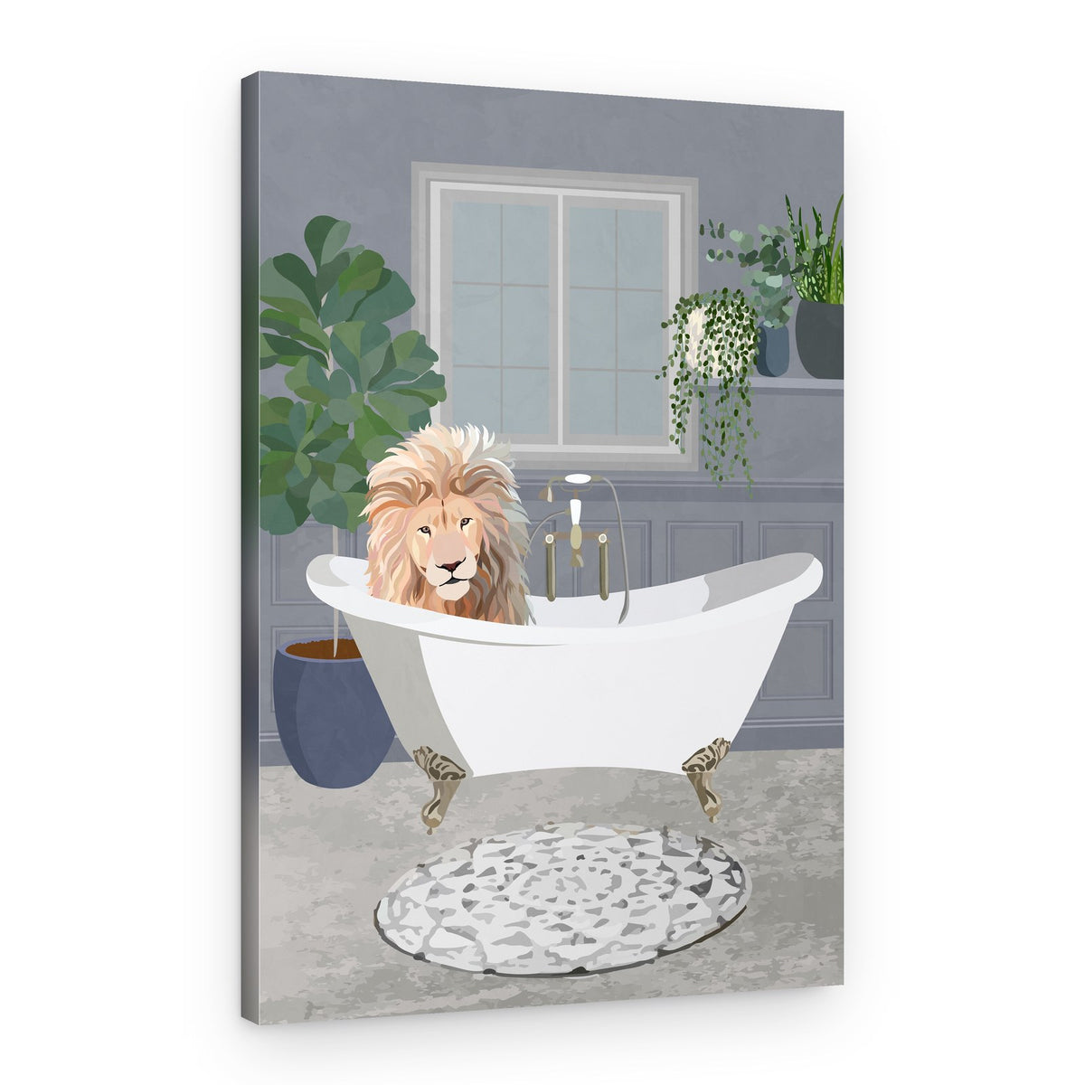 Lion's Bathtub Retreat – Canvas Print