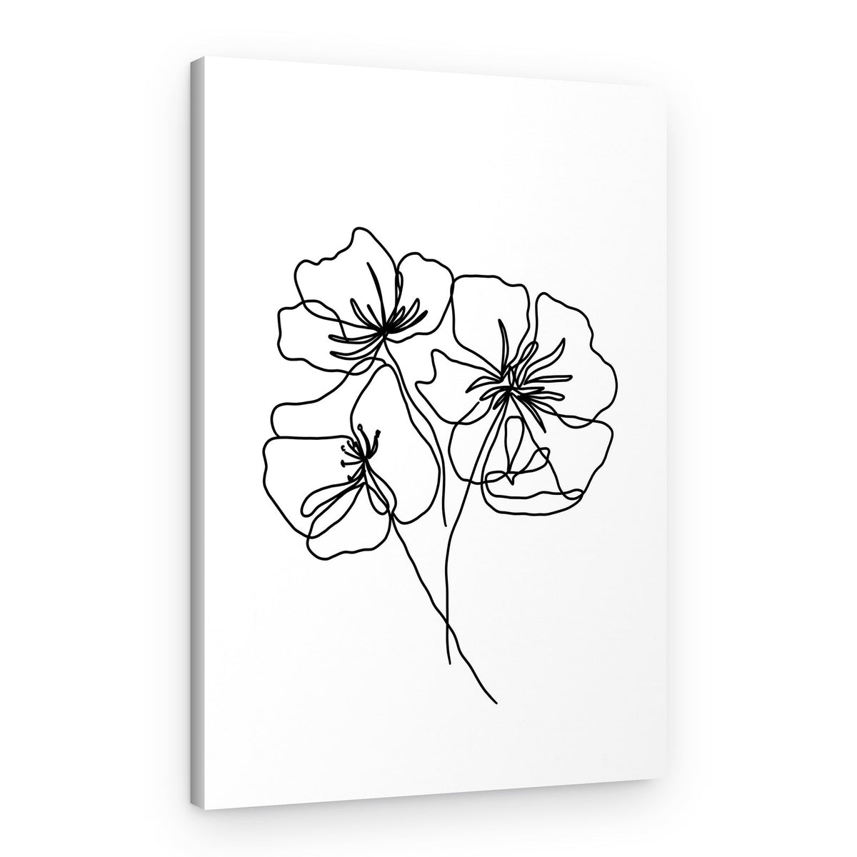 Minimalist Black Line Flowers – Canvas Print