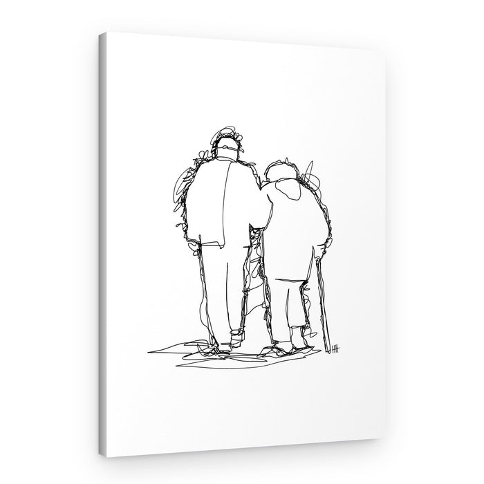 Elderly Couple Walking – Canvas Print