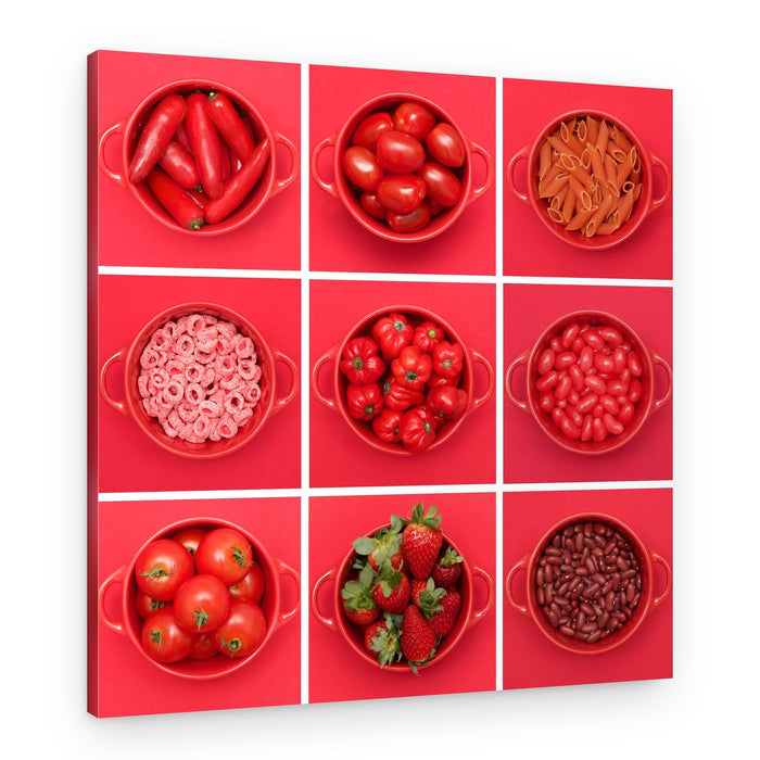 Vibrant Red Food Grid – Canvas Print