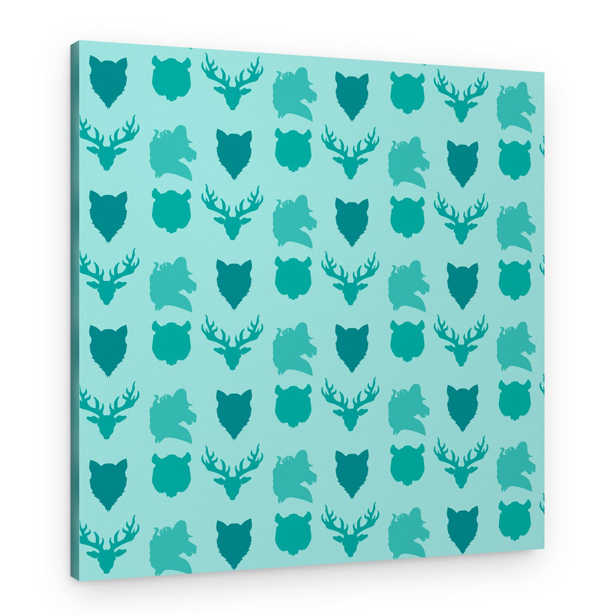 Teal Wildlife Pattern – Canvas Print