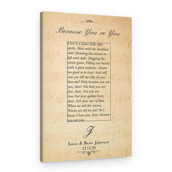 Custom Song Lyrics with Sheet Music Background Canvas