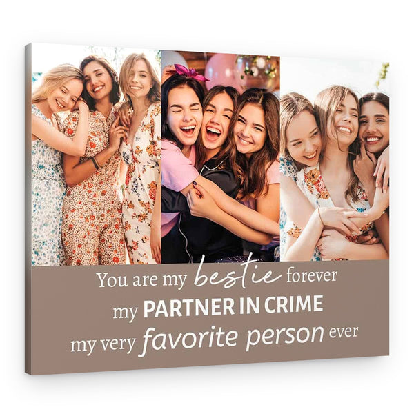 Best Friend Partner In Crime Custom Photo Canvas Print