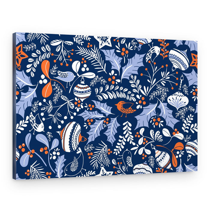 Whimsical Winter Birds Berries – Canvas Print