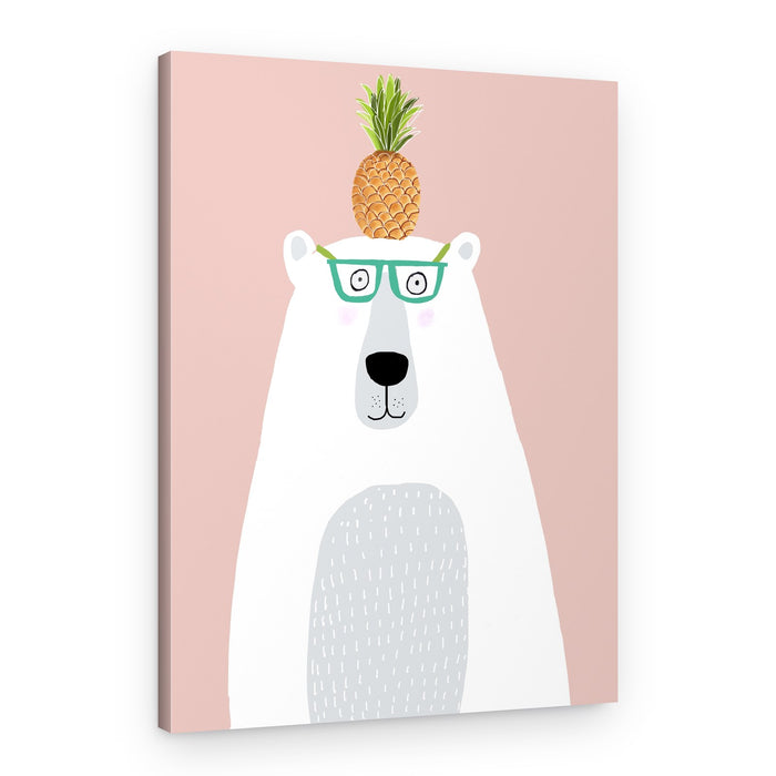 Cute Bear Pineapple Glasses – Canvas Print