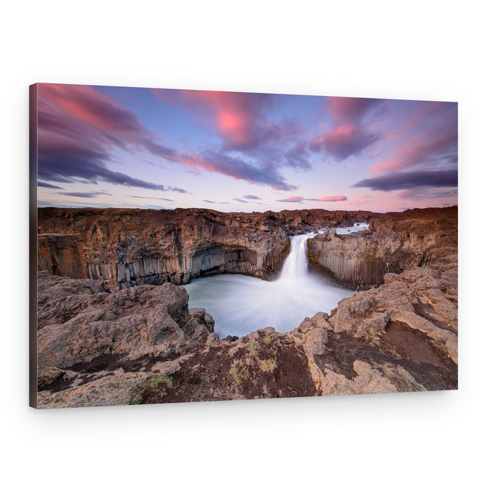 Twilight Basalt Waterfall – Canvas Print