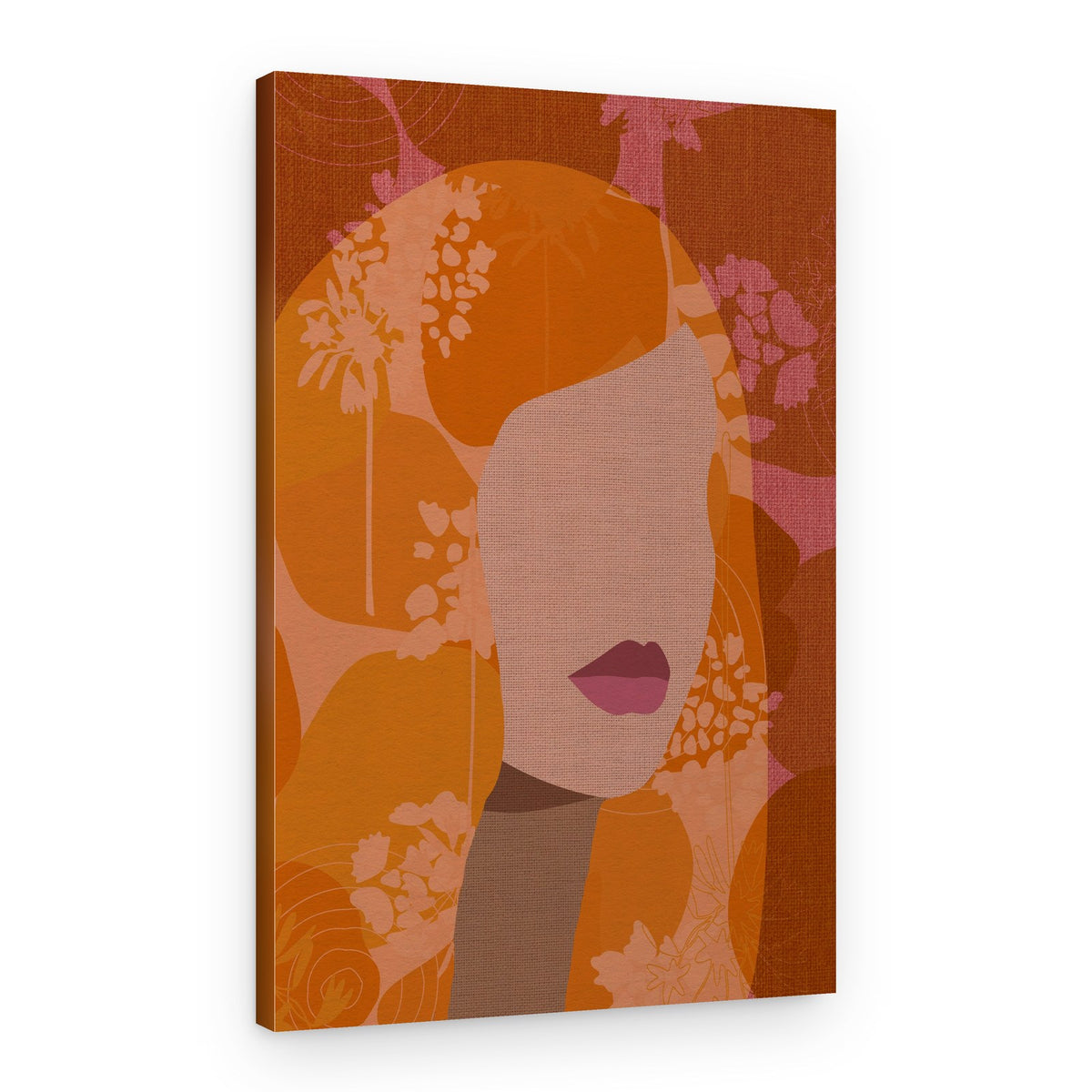 Retro Floral Woman Portrait – Canvas Print