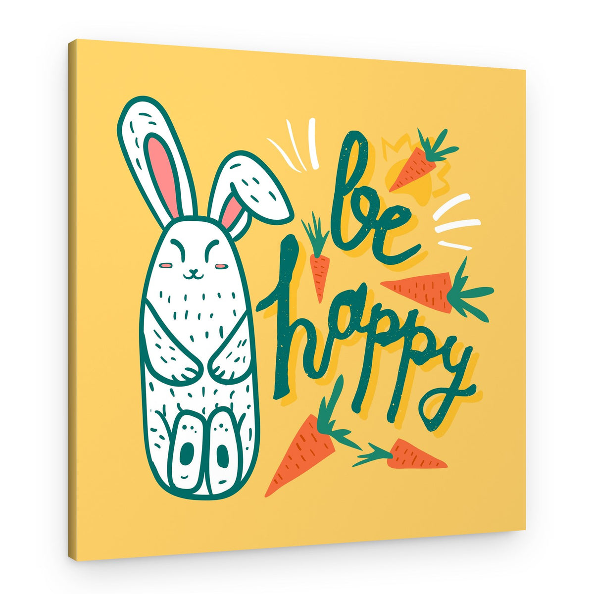 Happy Bunny with Carrots – Canvas Print