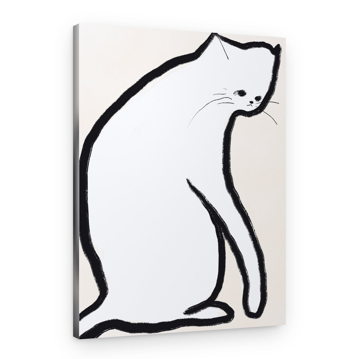 Pensive White Cat – Canvas Print