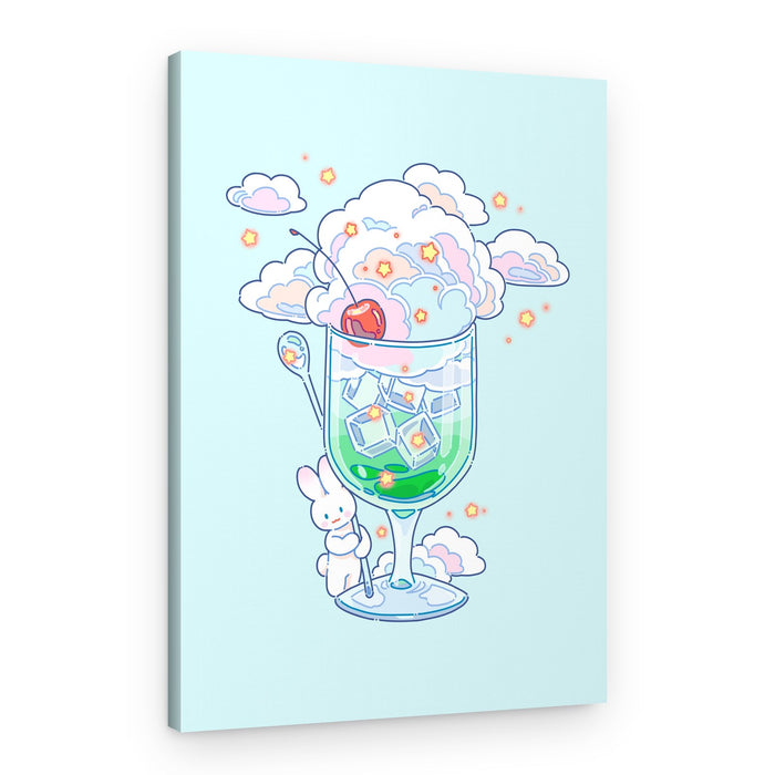 Cute Bunny Cloud Drink – Canvas Print