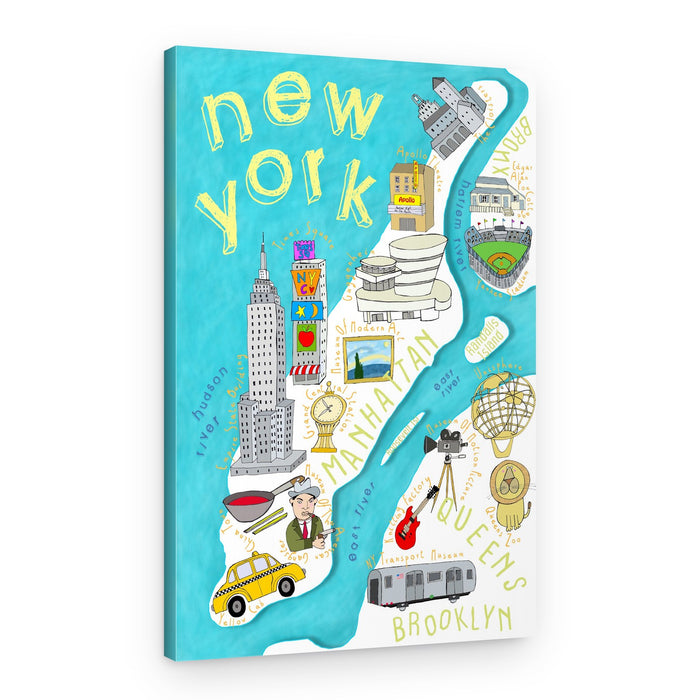 Whimsical New York Map – Canvas Print