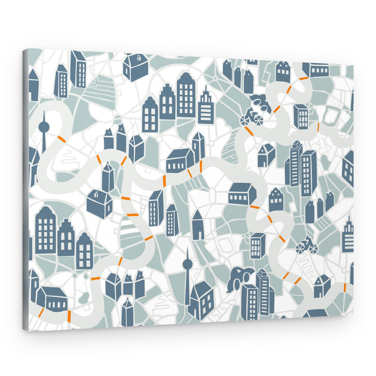 Berlin City Bike Map – Canvas Print