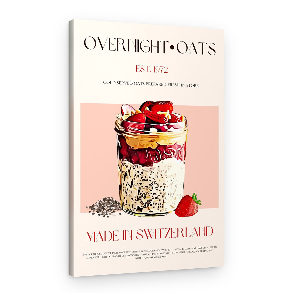 Strawberry Overnight Oats – Canvas Print