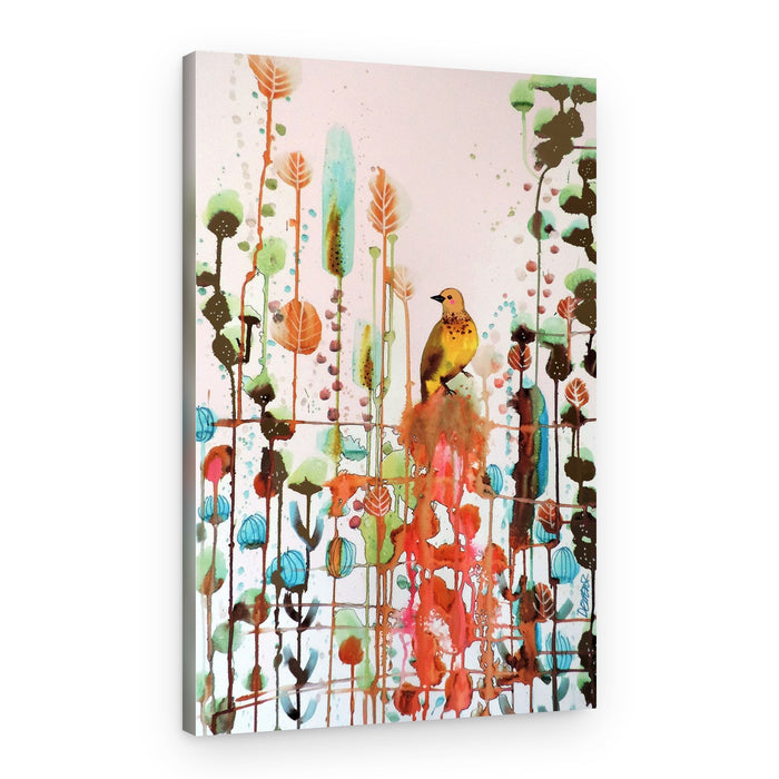 Whimsical Garden Bird – Canvas Print