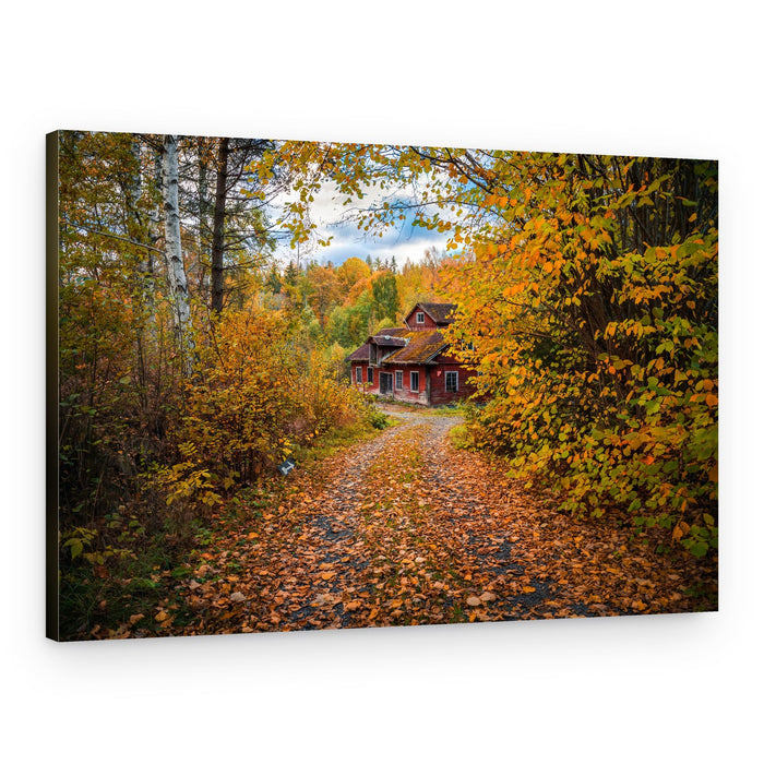 Secluded Autumn Home – Canvas Print