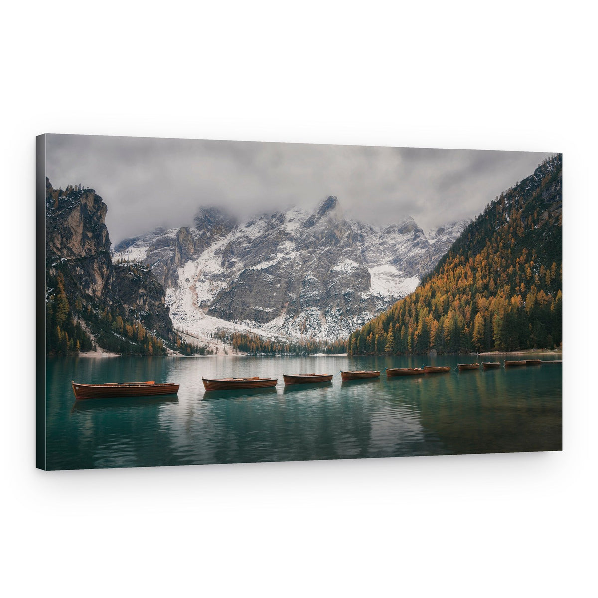 Boats on Mountain Lake – Canvas Print