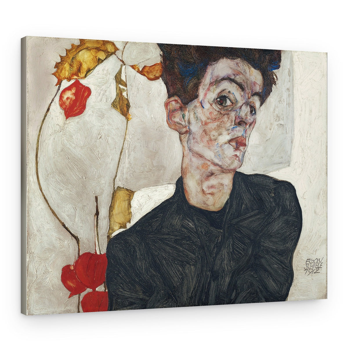 Egon Schiele's Self Portrait With Physalis 1912 – Canvas Print