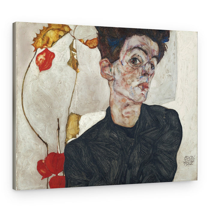 Egon Schiele's Self Portrait With Physalis 1912 – Canvas Print