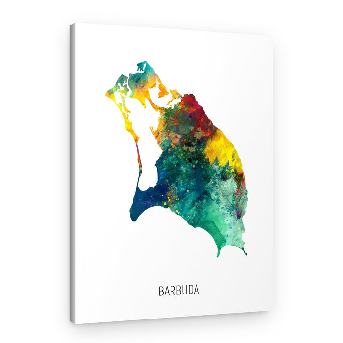 Vibrant Barbuda Island Map – Canvas Print