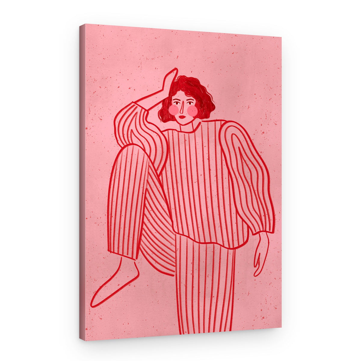 Woman In Pink Stripes – Canvas Print