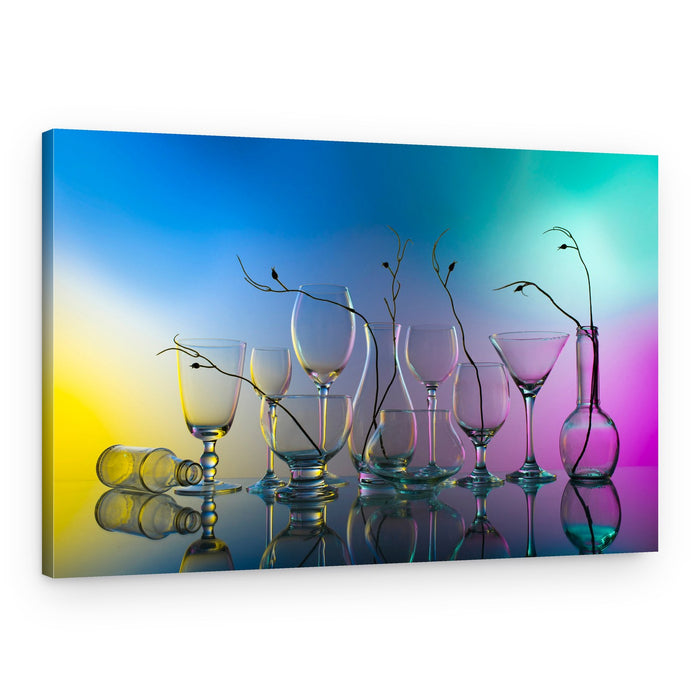 Vibrant Glassware Reflections – Canvas Print