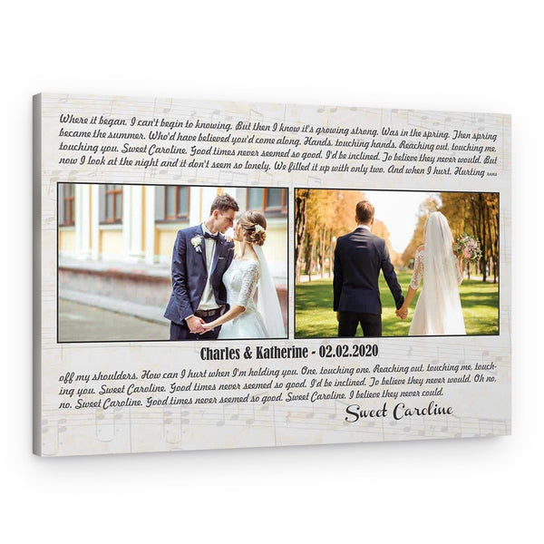 Custom Song Lyrics on Canvas – 2 Photos and Couple’s Names