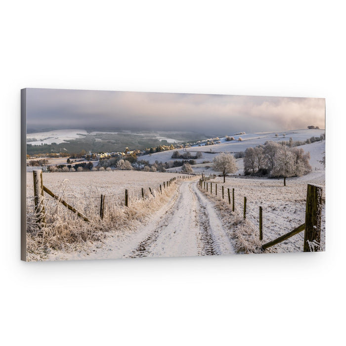 Snowy Country Path – Canvas Print