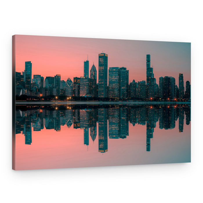 Twilight City Reflection – Canvas Print