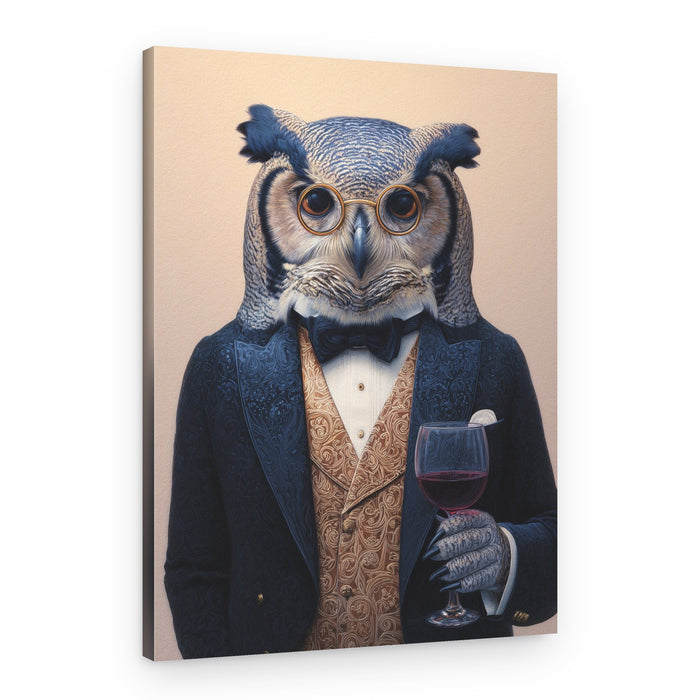 Sophisticated Owl Gentleman – Canvas Print