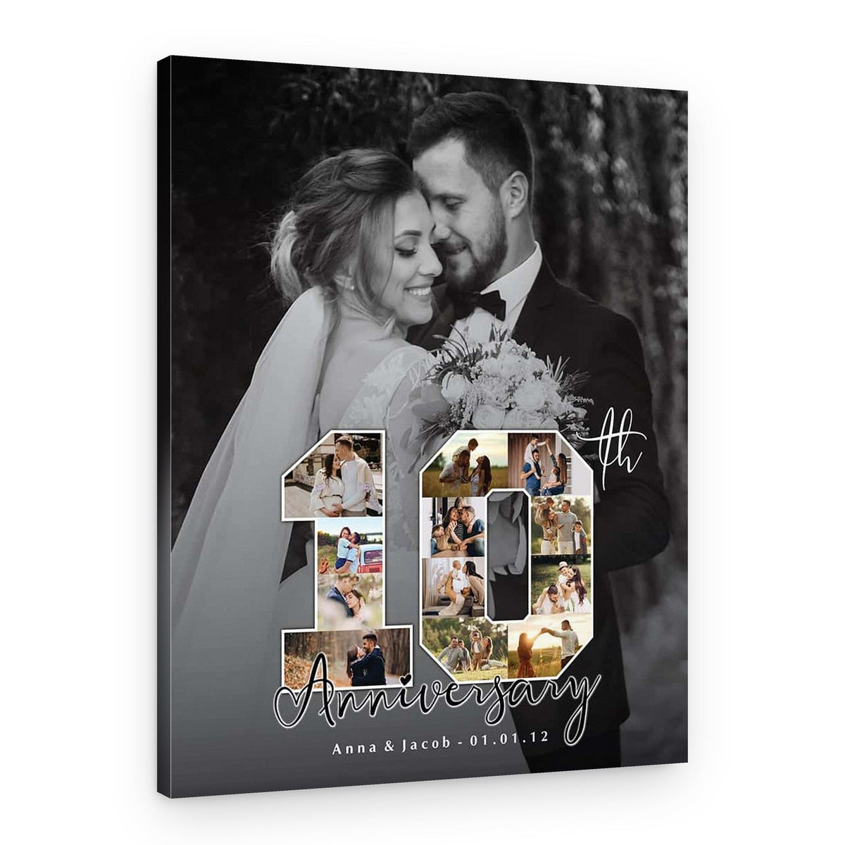 Number 10th Anniversary Black And White Custom Photo Canvas Print – Canvas Print
