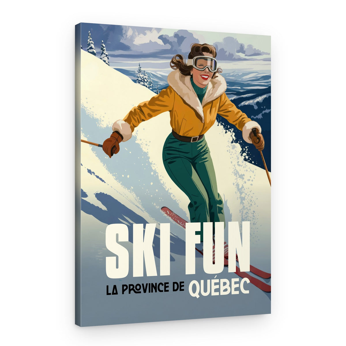 Vintage Quebec Ski Fun – Canvas Print