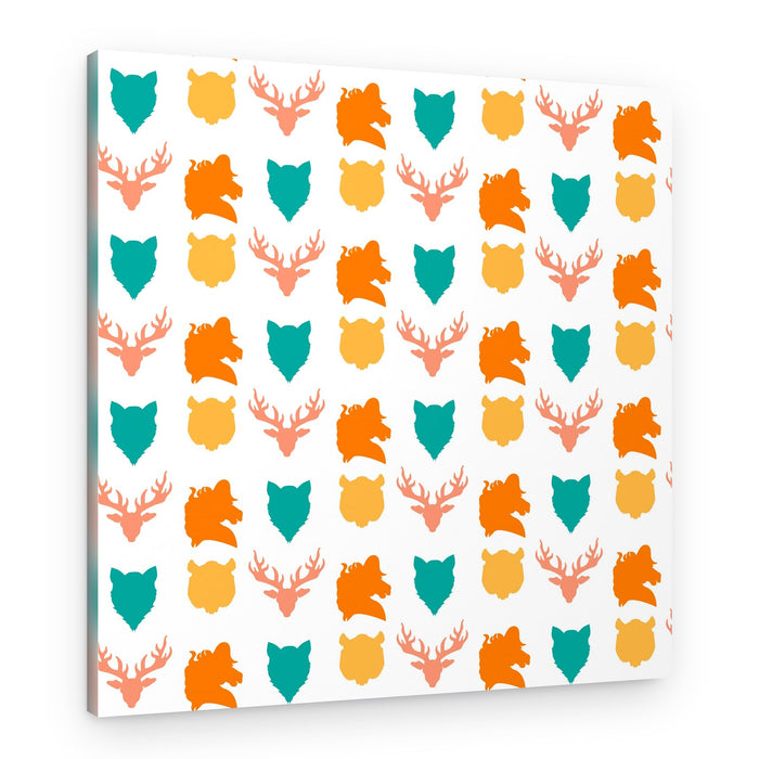 Colorful Woodland Animal Pattern – Canvas Print