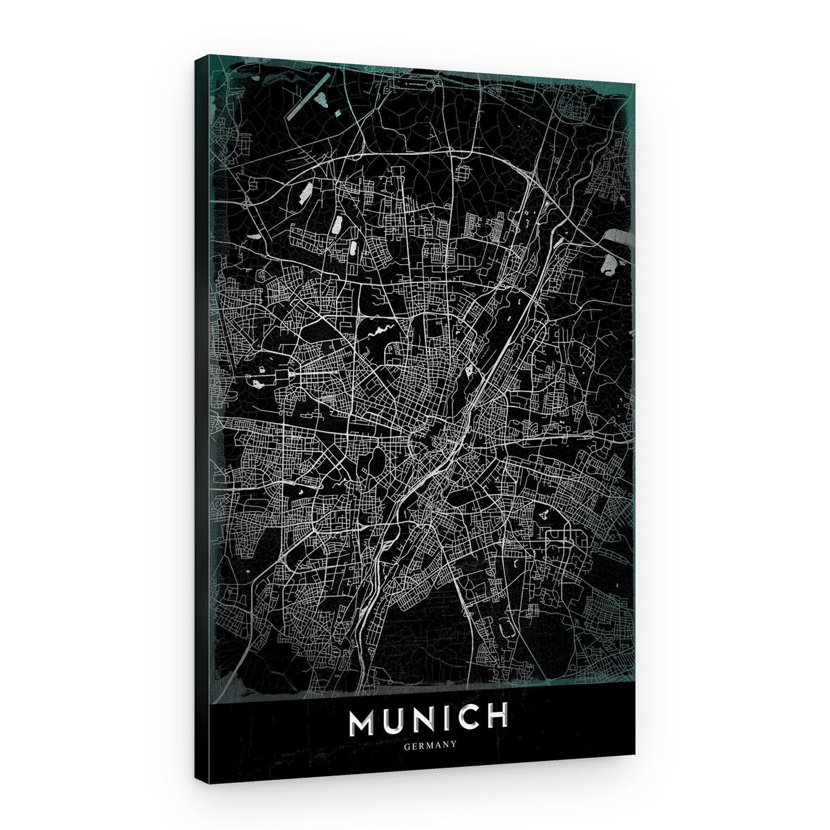 Munich Dark City Map – Canvas Print