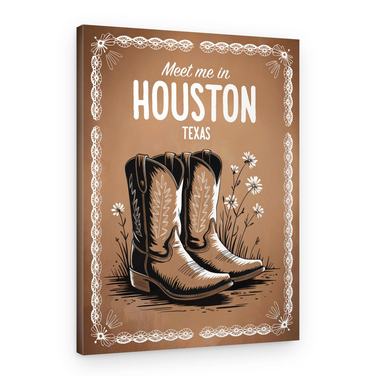 Houston Texas Cowboy Boots – Canvas Print