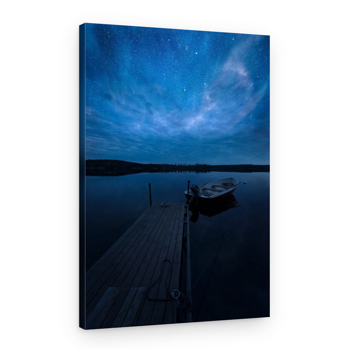 Starlit Lake Dock – Canvas Print